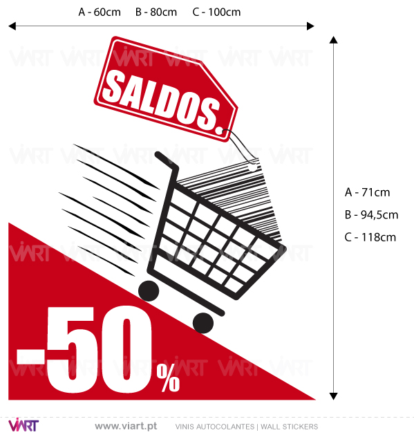 Viart Wall Stickers - Window Dressing - Shopping Cart "SALDOS" - measures