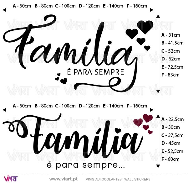 Família é para sempre... Vinis Autocolantes decorativos. Decoração adesivos.