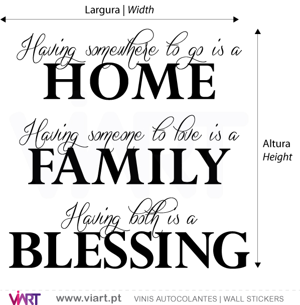 Viart Vinis autocolantes decorativos - HOME - FAMILY - BLESSING - medidas