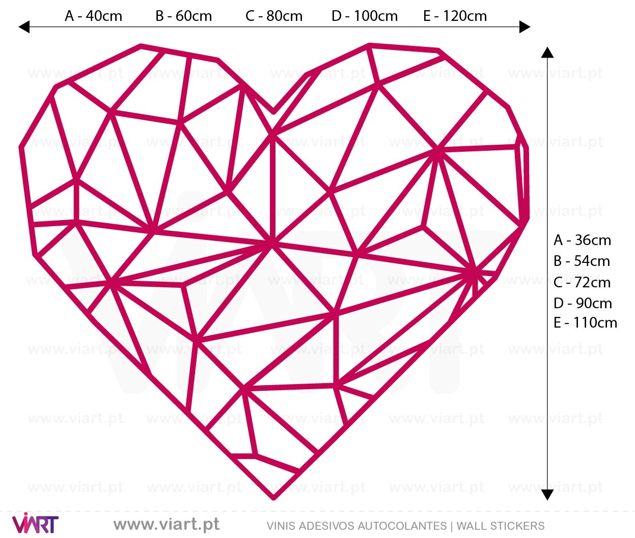 Viart - WALL STICKERS - Geometric Heart Decal! Origami! Medidas