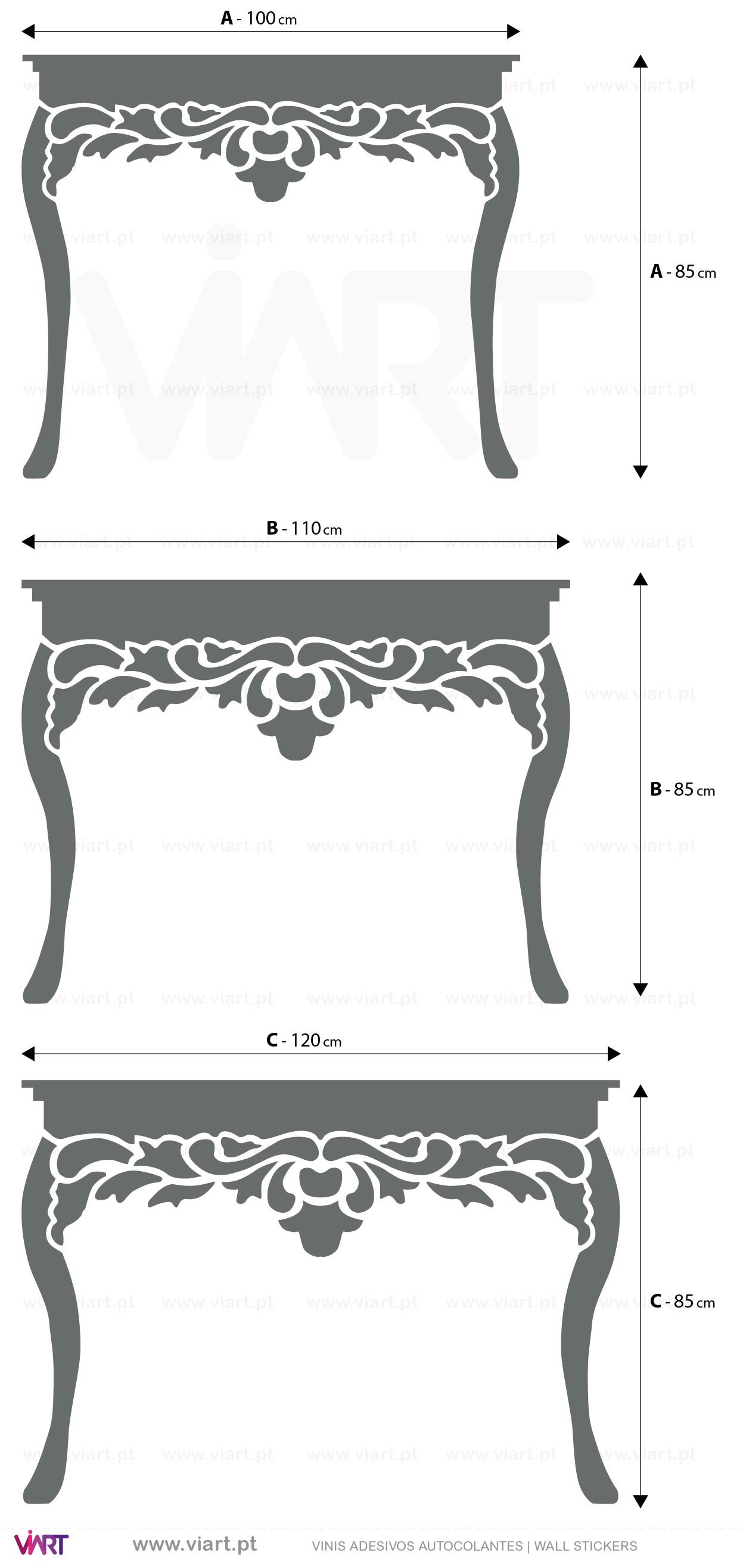 Viart - WALL STICKERS - Console Tables | Hall Table! Decal Measures