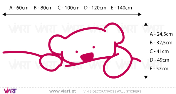 Viart Wall Stickers - Cute Teddy bear - measures