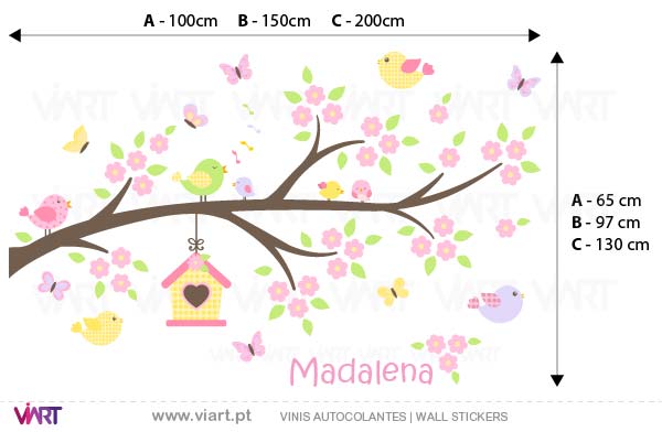 Viart - Vinis autocolantes decorativos - Encantador ramo de flores com nome! Medidas