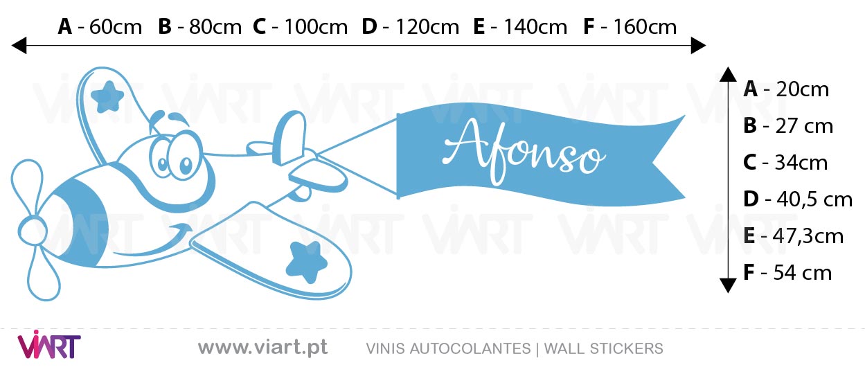 Viart - Vinis autocolantes decorativos - Avião com nome personalizado! Personalize o nome! Medidas