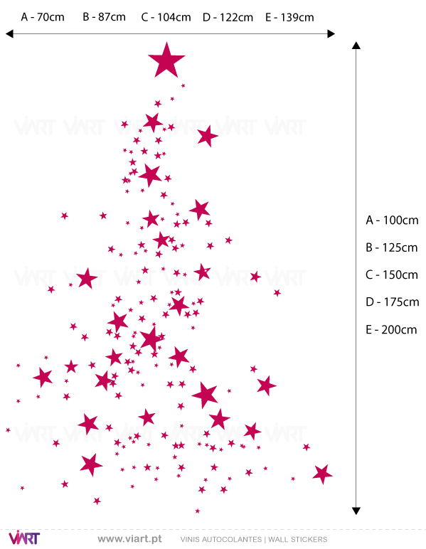 Viart Vinis autocolantes decorativos - Árvore de Natal "Estrelas" - medidas