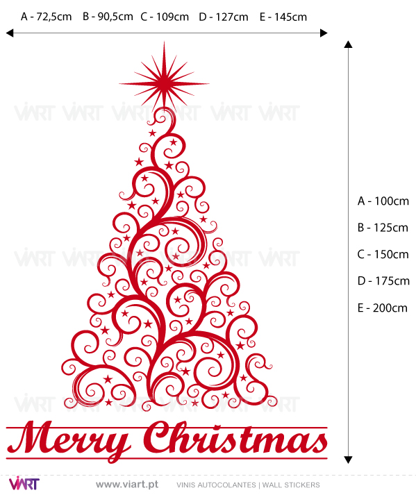 Viart Vinis autocolantes decorativos - Árvore de Natal "Delicada" - medidas