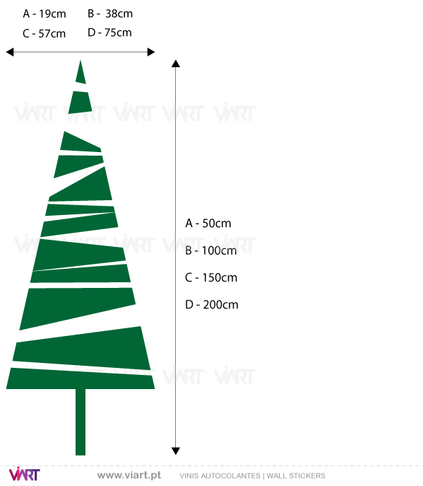 Viart Vinis autocolantes decorativos - Árvore de Natal "Triângulo" - medidas