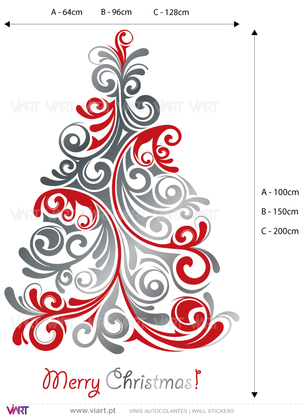 Viart Vinis autocolantes decorativos - Árvore de Natal "Floral" - medidas