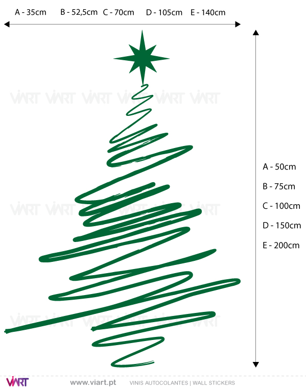 Viart Vinis autocolantes decorativos - Árvore de Natal "Desenhada" - medidas
