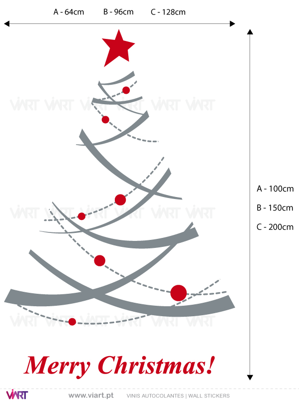 Viart Vinis autocolantes decorativos - Árvore de Natal "Estilizada" - medidas