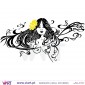 Mulher retro com flor no cabelo - Vinil Autocolante Decorativo! Decoração Parede - Viart -2