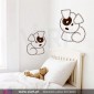 Set of 2 Teddy Bears! Wall stickers - Baby room decoration - Viart -1