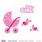 Conjunto Baby Girl, carrinho e passarinhos! Vinil Autocolante Decorativo! Decoração quarto menina - Infantil - Viart -2
