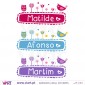 Mocho, passarinho e flores com nome personalizável! Vinil Autocolante Decorativo! Decoração quarto Bebé - Infantil - Viart -2