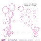 2 Teddy bears with soap bubbles and balloons. Wall stickers - Baby room decoration - Viart - inverted - baby pink