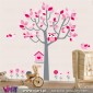 Fantasia Cor de Rosa. Árvore, coruja, passarinhos e flores. Vinis Autocolantes Decorativos! Decoração infantil - Viart -1