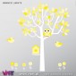 Yellow Fantasy. Tree, owl, birds and flowers - Wall Stickers - Kids room decoration - Viart - white