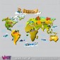 World map with personalised baby name. Wall Stickers - Kids room decoration - Viart -3