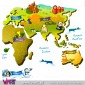 Mapa mundo personalizável com nome de criança! Vinil Autocolante Decorativo! Decoração infantil - Viart -detalhe-2