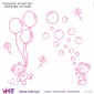 2 Teddy bears with soap bubbles, butterflies and balloons. Wall stickers - Baby room decoration - Viart -2