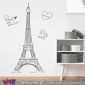 ViArt.pt - Torre Eiffel - Paris mon amour! Vinil Decorativo Parede! Decoração em Vinil Adesivo - 1