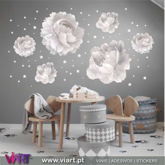 Viart.pt - Peonies! Unique beauty! Flowers Wall Sticker - Wall Decal - 2