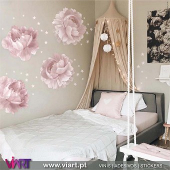 Viart.pt - Peonies! Unique beauty! Flowers Wall Sticker - Wall Decal - 8 pink